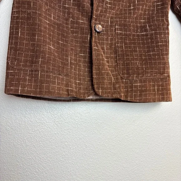 1960s Boys Corduroy Blazer Brown Windowpane Barry Boy Size 6 Vintage Jacket - Picture 3 of 16
